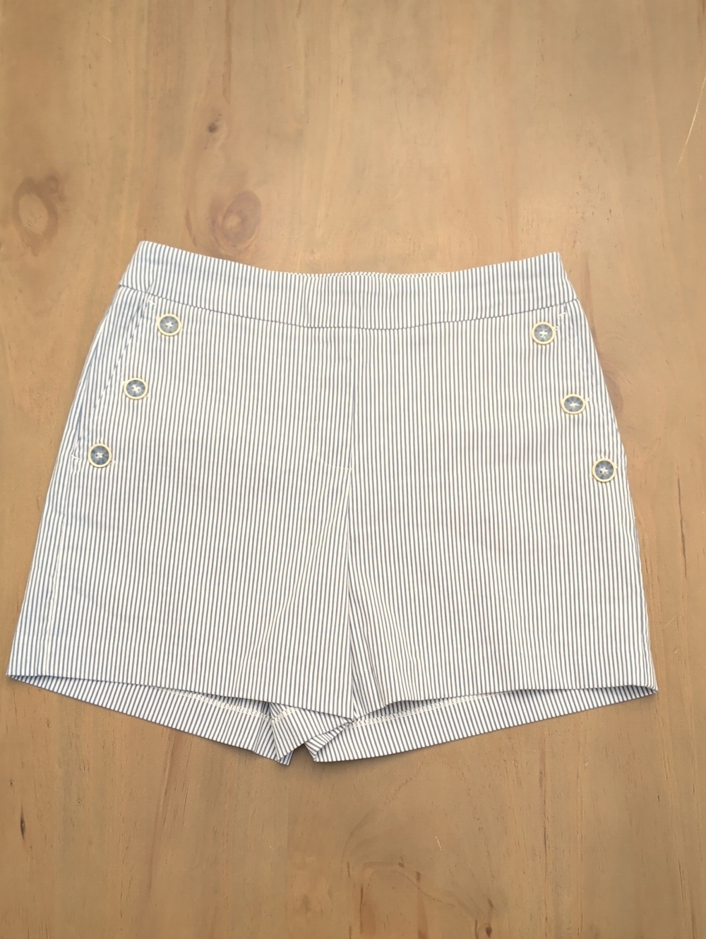 Carolina Belle SeerSucker Striped Sz 4 High-Waist Sailor Short Blue/White  4in L